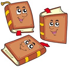 Cartoon books in various positions