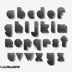 3D alphabet black color