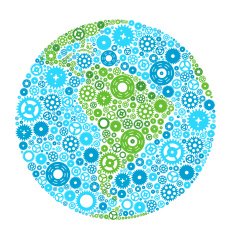Technology Earth Concept with Wheels Vector Illustration N2