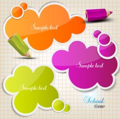 Colorful bubbles for speech on chequered sheet