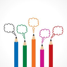Colorful Message Bubbles with pencils