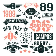 Badges set of the college rugby team N2