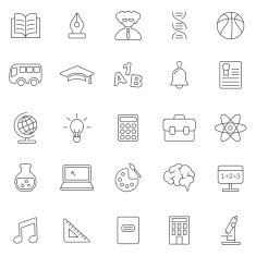 Education line icons set Vector