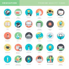Set of flat design icons for education N3