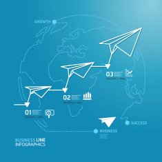 business diagram paper airplanes line style template