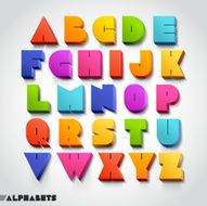 3D alphabet colorful font style N2