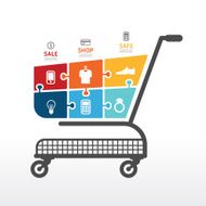 infographic Template with Shopping cart jigsaw banner