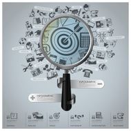 Business And Financial Infographic With Magnifying Glass Icon