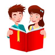 Boy and girl are reading a book N2