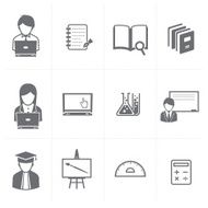 education and student icons set