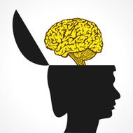Thinking concept-Human head with brain