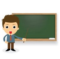 teacher hands stick standing at the blackboard N2