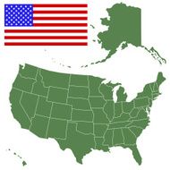 map and flag of USA N2