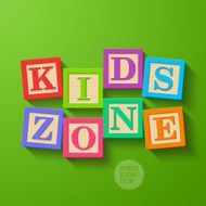 Wooden blocks spelling out &quot;kids zone&quot;