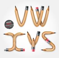 Wood pencil alphabet style N2