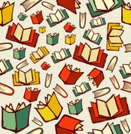 Back to school education cartoon books seamless pattern
