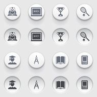 Education icons on white buttons Set 1