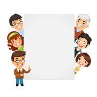 Teachers Presenting Empty Vertical Banner