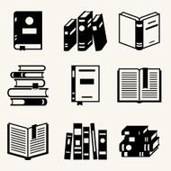 Set of book icons in flat design style N6