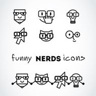 Nerd funny icon set black &amp; white