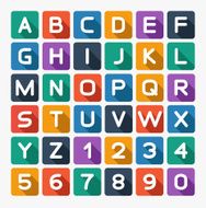 Flat alphabet rounded Isolated on white