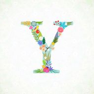 The letter Y Bright floral element of colorful alphabet