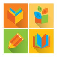 Metro flat icon set about education school and growing N3