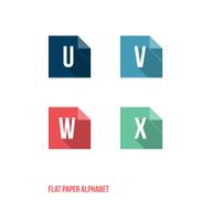 U V W X- Flat Design Paper Button Alphabet N2