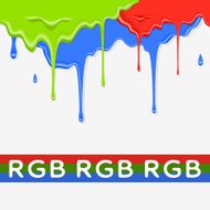 Paint red green and blue dripping background in three color