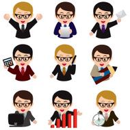 Business man icon set N2