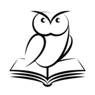 Cartoon of owl and book - symbol wisdom