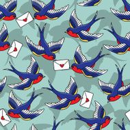 Old school pattern with birds and letters N13