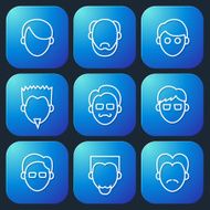 Male Faces Icons Set N2