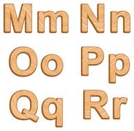 Vector alphabet with texture of wood N10