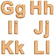 Vector alphabet with texture of wood N11
