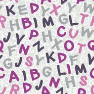 Seamless pattern with hand drawn letters Purple gray lilac V N2