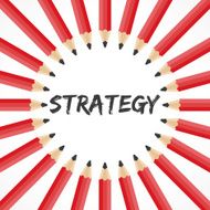 Strategy word with pencil background