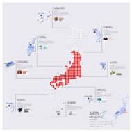 Dot And Flag Map Of Japan Infographic Design