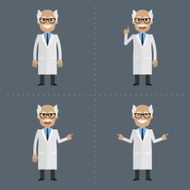 Adult scientist indicates in various poses N2