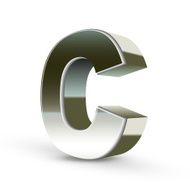 3d silver steel letter C N5