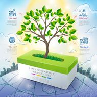 ecology concept template infographic with tree and tissue box