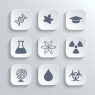 Science icons set - vector white app buttons