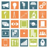 Monochrome icons of technology business and science