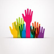 colored raised hands presentation N2