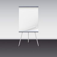 Board for presentations with sheet of paper stand about wall