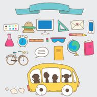 Back to school info graphics icons N2