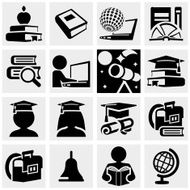 Education vector icons set on gray