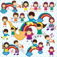 concert on rainbow children illustration N2