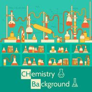 Retro experiments in a chemistry laboratory background concept Vector N5