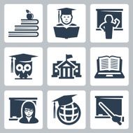 Higher education vector icons set